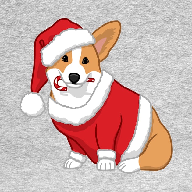 Cute Tan Corgi in Santa Christmas Costume by csforest